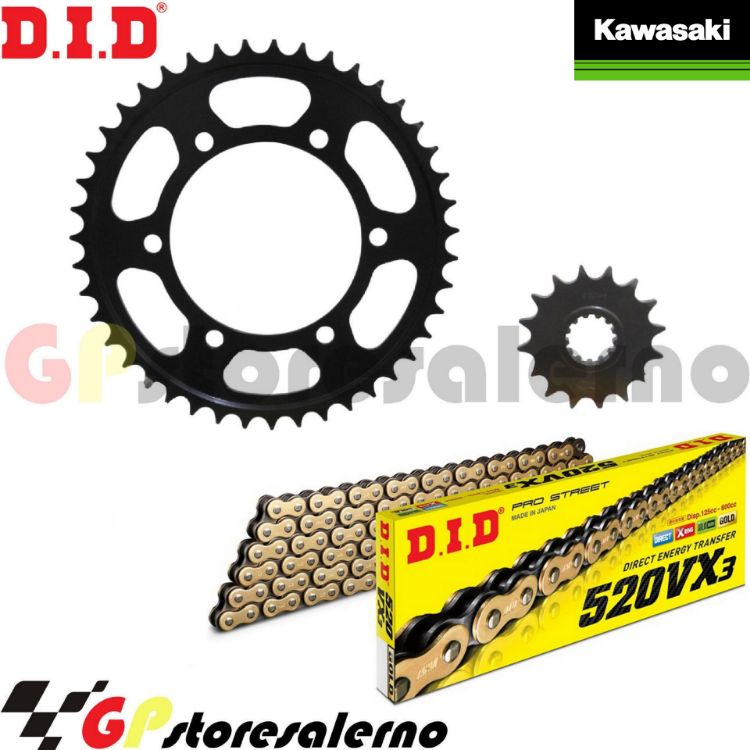 Immagine di GP21 KIT TRASMISSIONE DID CATENA PASSO 520 VX3 CORONA E PIGNONE MODIFICA RAPPORTI 15/45 PER KAWASAKI 750 Z Z750 DAL 2007 AL 2012