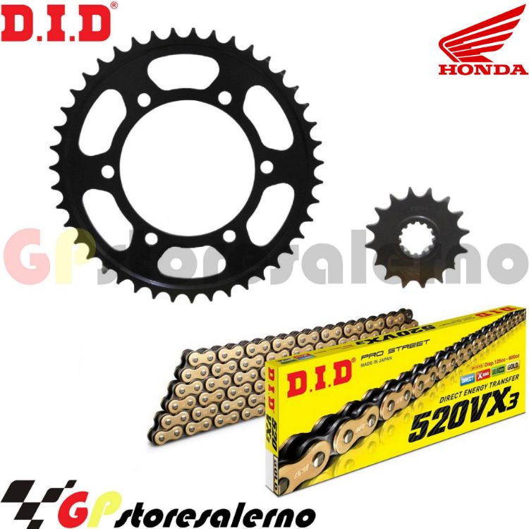 Immagine di GP22 KIT TRASMISSIONE DID CATENA PASSO 520 VX3 CORONA E PIGNONE 17/38 PER HONDA 750 X ADV DAL 2017 AL 2024