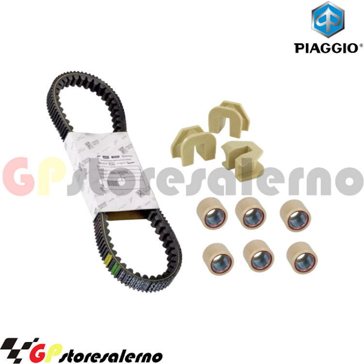 Immagine di 1A016415 KIT CINGHIA TRASMISSIONE RULLI E CURSORI ORIGINALE PIAGGIO 300 BEVERLY 4V HPE DAL 2021 AL 2024
