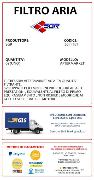 Immagine di 2644787 FILTRO ARIA DESTRO PER YAMAHA 400 YP R X MAX DAL 2013 AL 2020