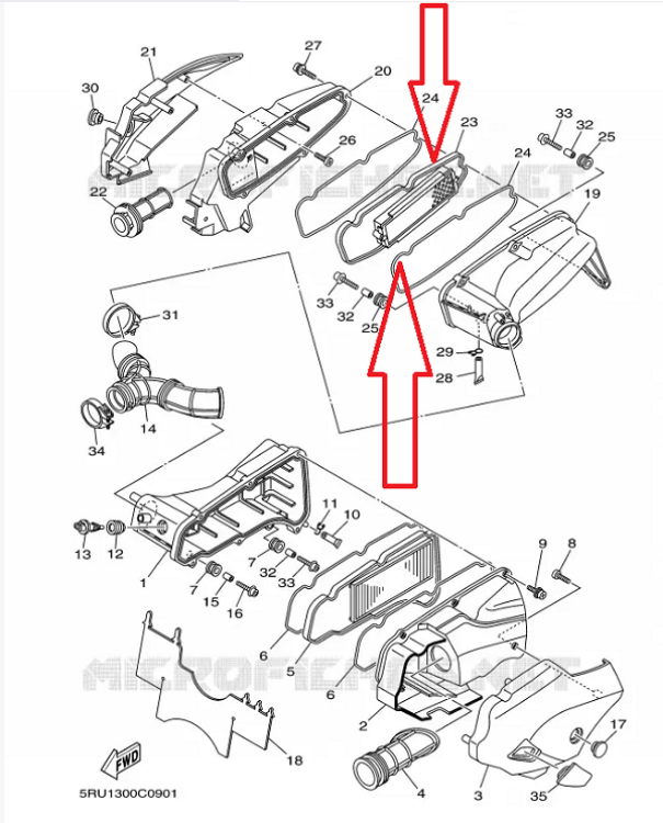 Immagine di 2644787 FILTRO ARIA DESTRO PER YAMAHA 400 YP R X MAX DAL 2013 AL 2020