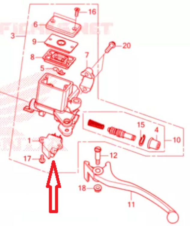 Immagine di MT0039 INTERRUTTORE STOP SX AFTERMARKET FRENO POSTERIORE HONDA 125 NSS FORZA DAL 2017 AL 2025
