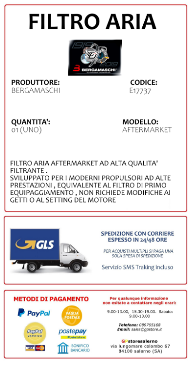 Immagine di E17737 FILTRO ARIA AFTERMARKET PER HONDA 150 SH DAL 2013 AL 2016