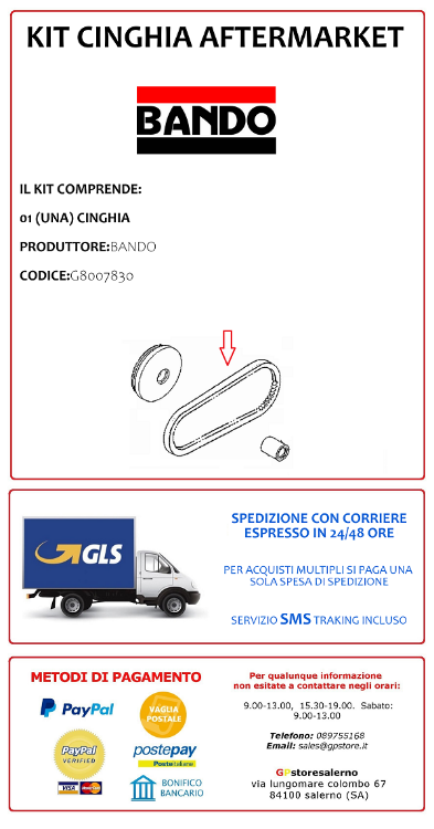 Immagine di G8007830 CINGHIA TRASMISSIONE BANDO PER KYMCO 150 LIKE DAL 2017 AL 2024